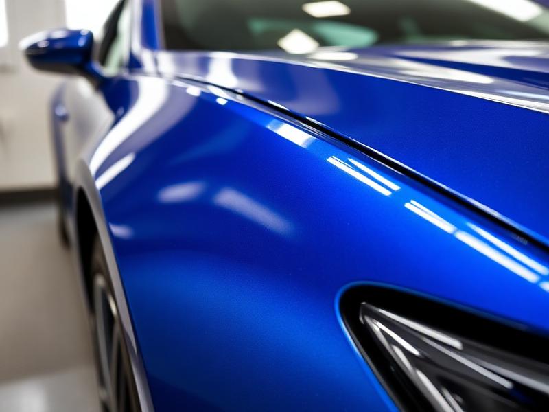 Finition peinture automobile bleue métallisée par la Carrosserie de l'Odyssée